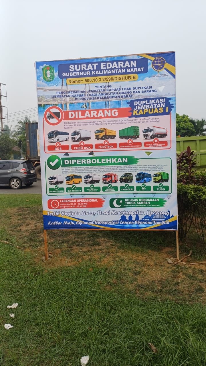 Pengaturan Baru Operasional Jembatan Kapuas I Segera Diuji Coba Melalui Surat Edaran Pemprov Kalbar